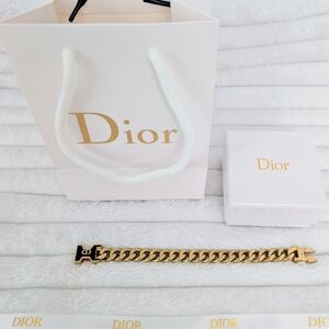 Dior Gold Chain Bracelet with Black Accent